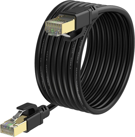 YixHG CAT 8 Ethernet Cable 400 ft, Internet Network Cord, 40Gbps 2000Mhz LAN Wires, High Speed SSTP LAN Cables with Gold Plated RJ45 Connector for Router, Modem, Gaming, Xbox (400 ft)