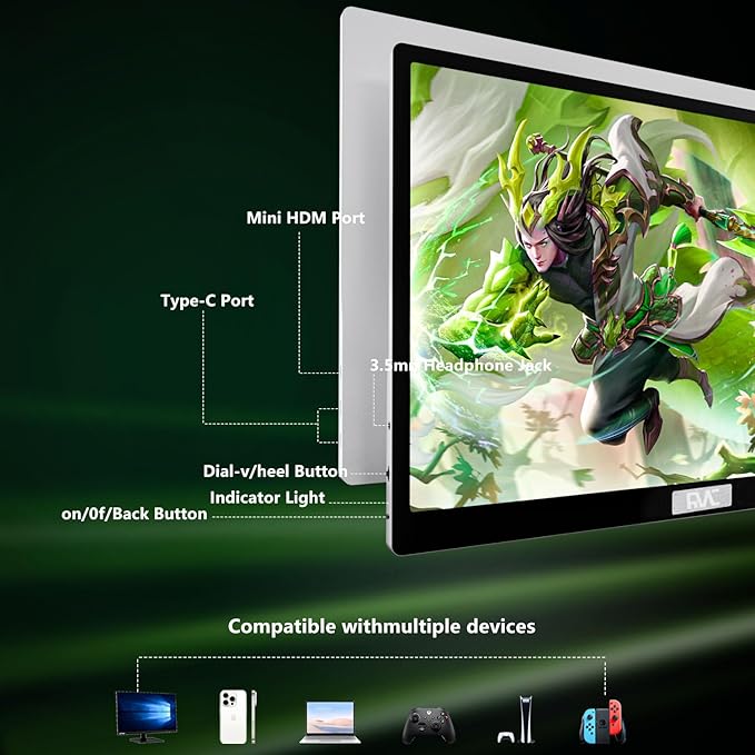 FMC 15.6 Inch 4K Portable Gaming Monitor with Touch, Brightness 100% sRGB 3840x2160 UHD Display with Powered 30W USB C, Mini HDMI, Built-in Speaker