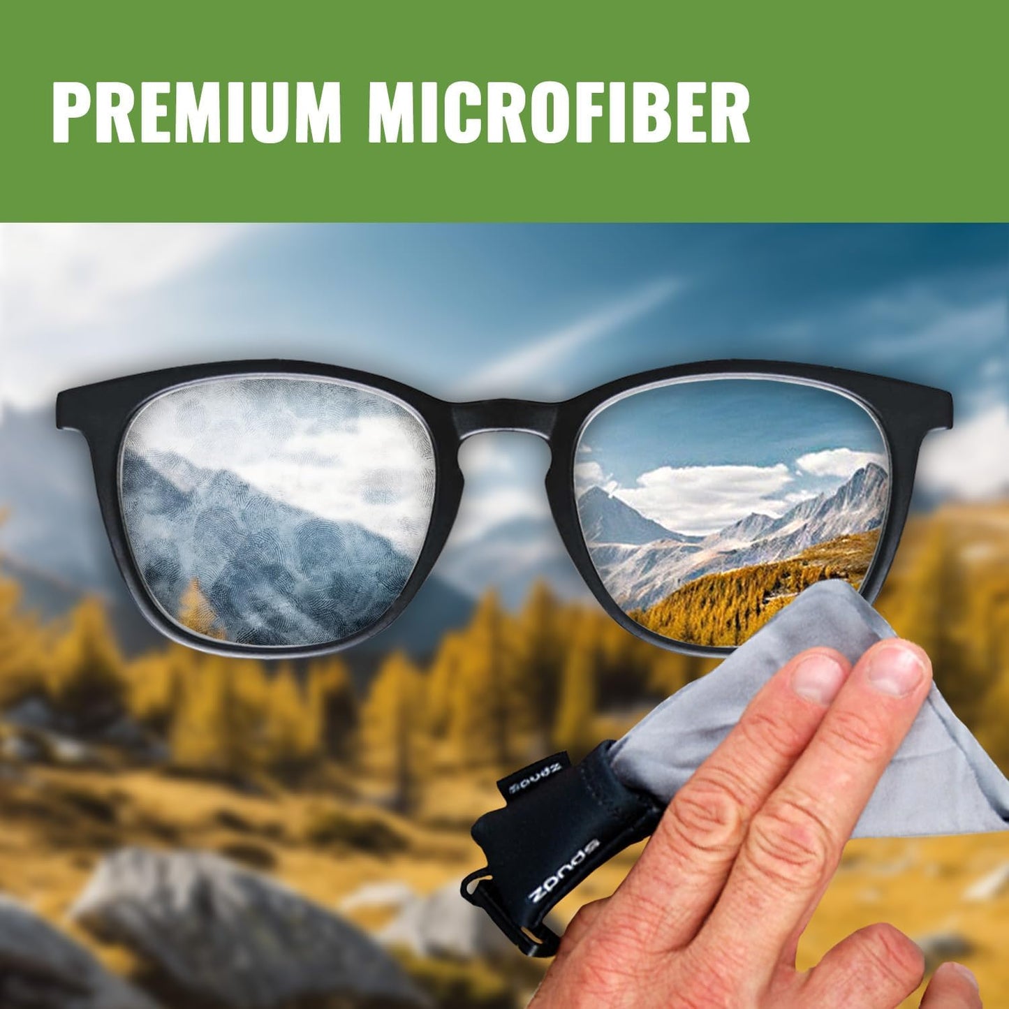 SPUDZ Classic Microfiber Lens Cleaner – Clip-On Pouch, Washable – for Binoculars, Scopes, Glasses, Screens | Vibrant Unicorn, 6 x 6 Inch