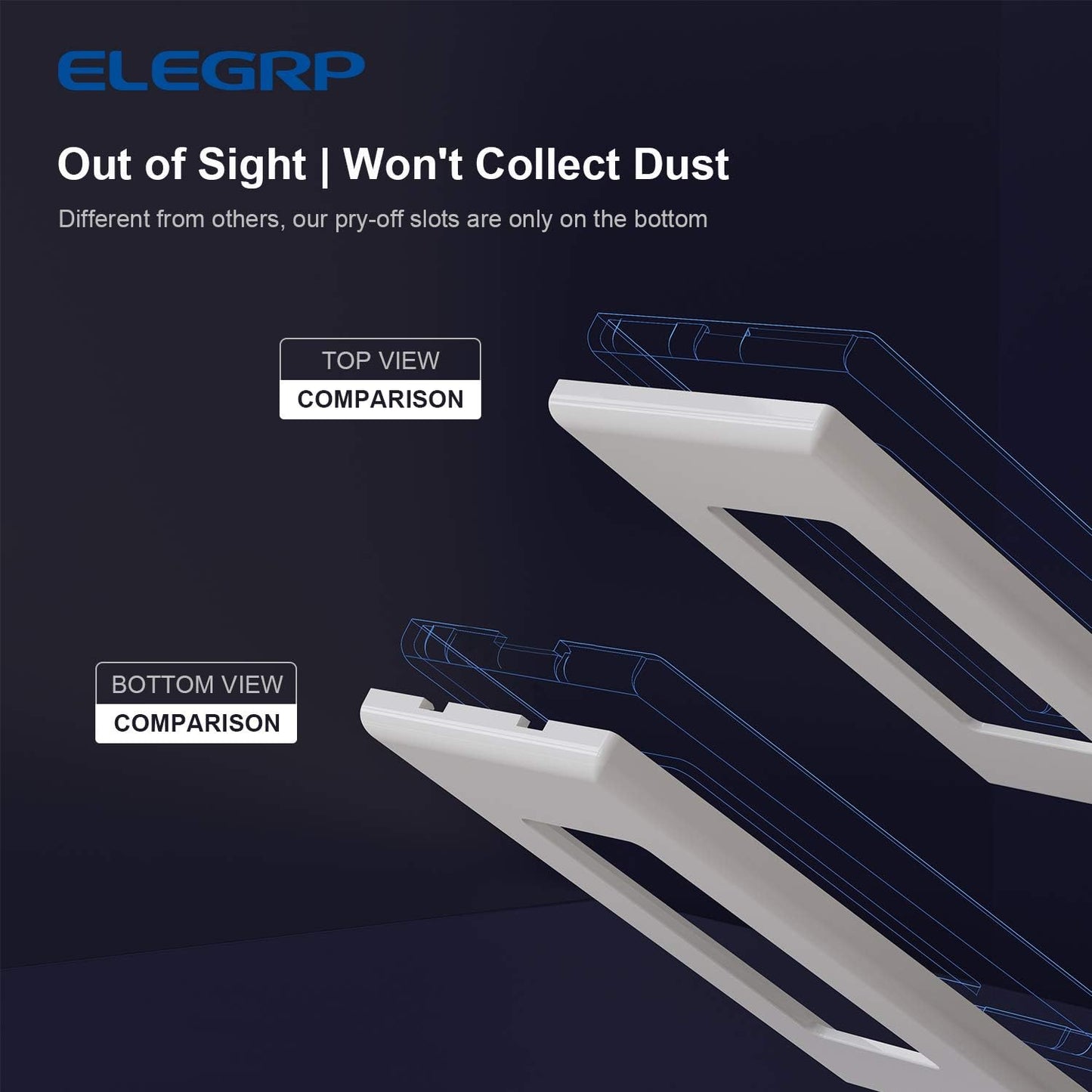 ELEGRP 1-Gang Screwless Decorator Wall Plates, Standard Size Unbreakable Thermoplastic Faceplate Cover for Decorator Receptacle Outlet Switch, UL Listed (20 Pack, Glossy White)