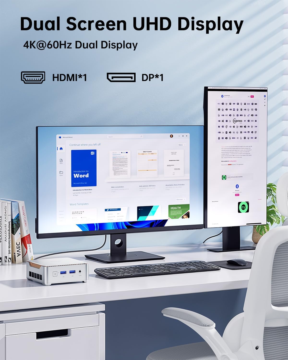 KAMRUI Essenx E2 Mini PC Computers 11 Pro Twin Lake N150, 8GB RAM 256GB M.2 SSD, Micro PC Support 4K Triple Display/USB3.2/WiFi/BT/DP/Gigabit Ethernet Mini PC Home/Office