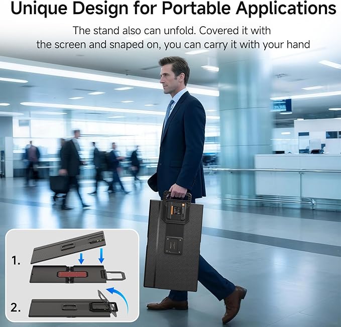Large Portable Monitor 24 inch - 1080P FHD 100Hz Travel Monitor, 125% sRGB IPS Laptop Screen Extender, VESA Compatible, Height Adjustable Detachable Stand with USB-C HDMI for Work Gaming Office Home