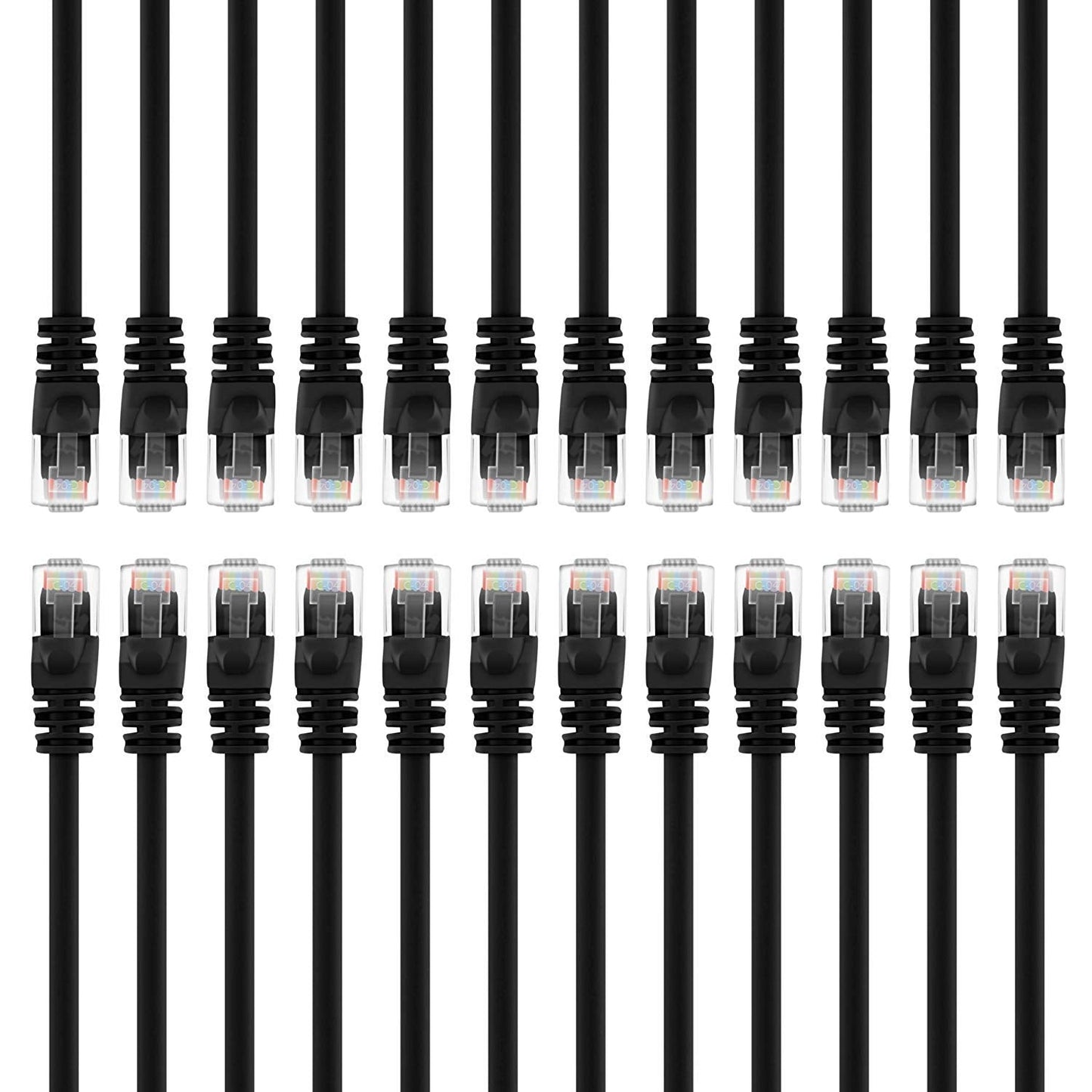 GearIT 50-Pack, Cat5e Ethernet Patch Cable 3 Feet - Snagless RJ45 Computer LAN Network Cord, Black - Compatible with 48 Port Switch POE Rackmount 48port Gigabit
