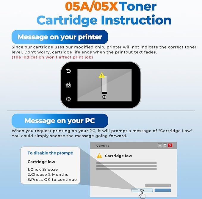 CE505X 05X Toner Cartridges Black (2-Pack) Laser Jet P2035 P2050 P2056 Compatible with HP 05A 05X Toner Cartridges for Laser Jet Enterprise P2035n P2055d P2055dn P2055x