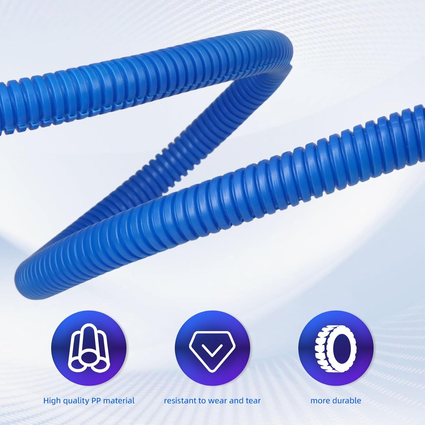 Split Wire Loom Tubing, 10,25ft Cord Protectors from Pets No Chew, Flexible Wire Covers Cord Protectors, Protective Split Cable Sleeve for Automotive Home Industrial Wires(Blue, 0.98inch-25ft)