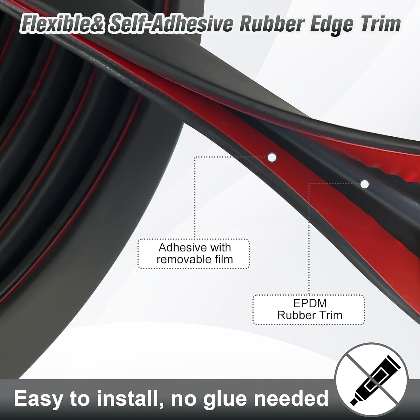 Edge Trim, 3/32" Rubber Edge Trim, Flexible Self Adhesive U Channel Edge Protector for Sharp Edge, Sheet Metal and Car Doors, Peel and Stick Auto Door Guard, Black Color, 20Ft