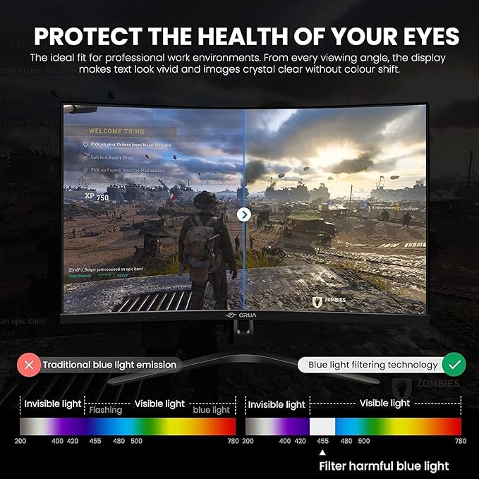 ZZA Monitor 27 inch 280Hz|240Hz,Monitor Gaming FHD 1080P, 1800R VA Screen, Curve Computer Monitor 100% sRGB, 4000:1 Contrast, HDR, FreeSync,1Ms, Low Blue Light, HDMI DP Ports, DP Cable Incl