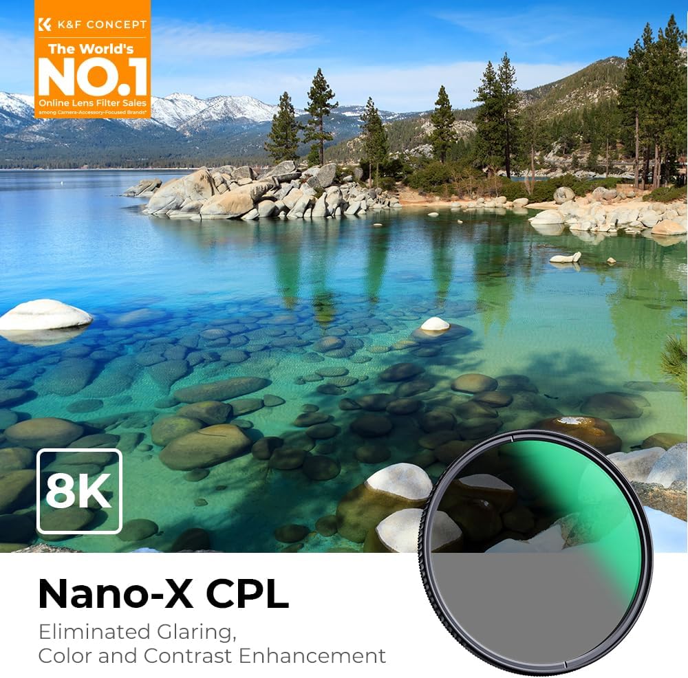 K&F Concept 82mm Circular Polarizers Filter Polarizing Filter 28 Multi-Layer Coated Super Slim High Definition CPL Lens Filter (Nano-X Series)