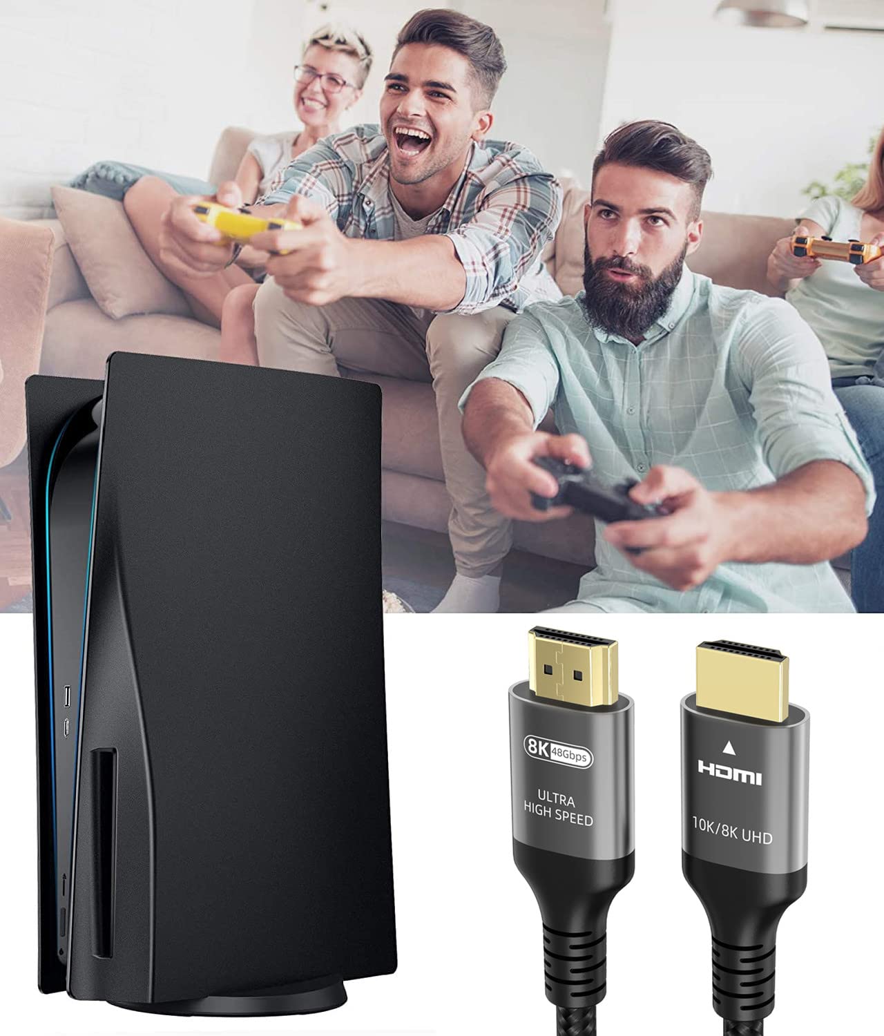 10K 8K 4K HDMI Cable 48Gbps 1.5 FT, Certified Ultra High Speed HDMI® Cable 4K 240Hz 144Hz 120Hz 8K60Hz 0.01ms HDR10+ eARC HDCP2.3 Netflix Roku TV PC Monitor Projector PS5 Xbox
