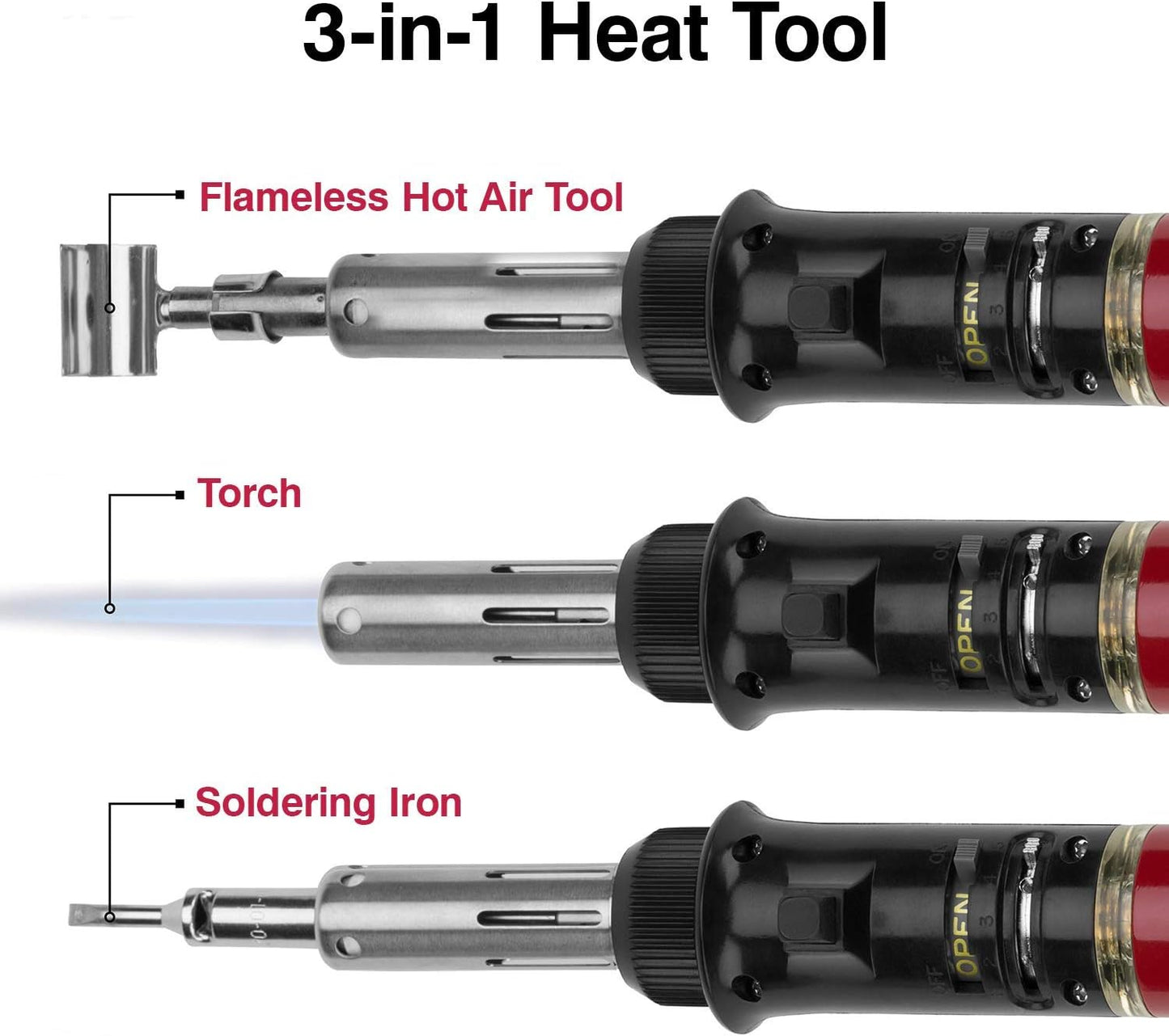 Master Appliance Ultratorch UT-100SiK Butane Powered Cordless Soldering Iron, Flameless Heat Tool for Wire Connectors and Pinpoint Butane Torch, 3 in 1 Tool with Metal Case - USA Company