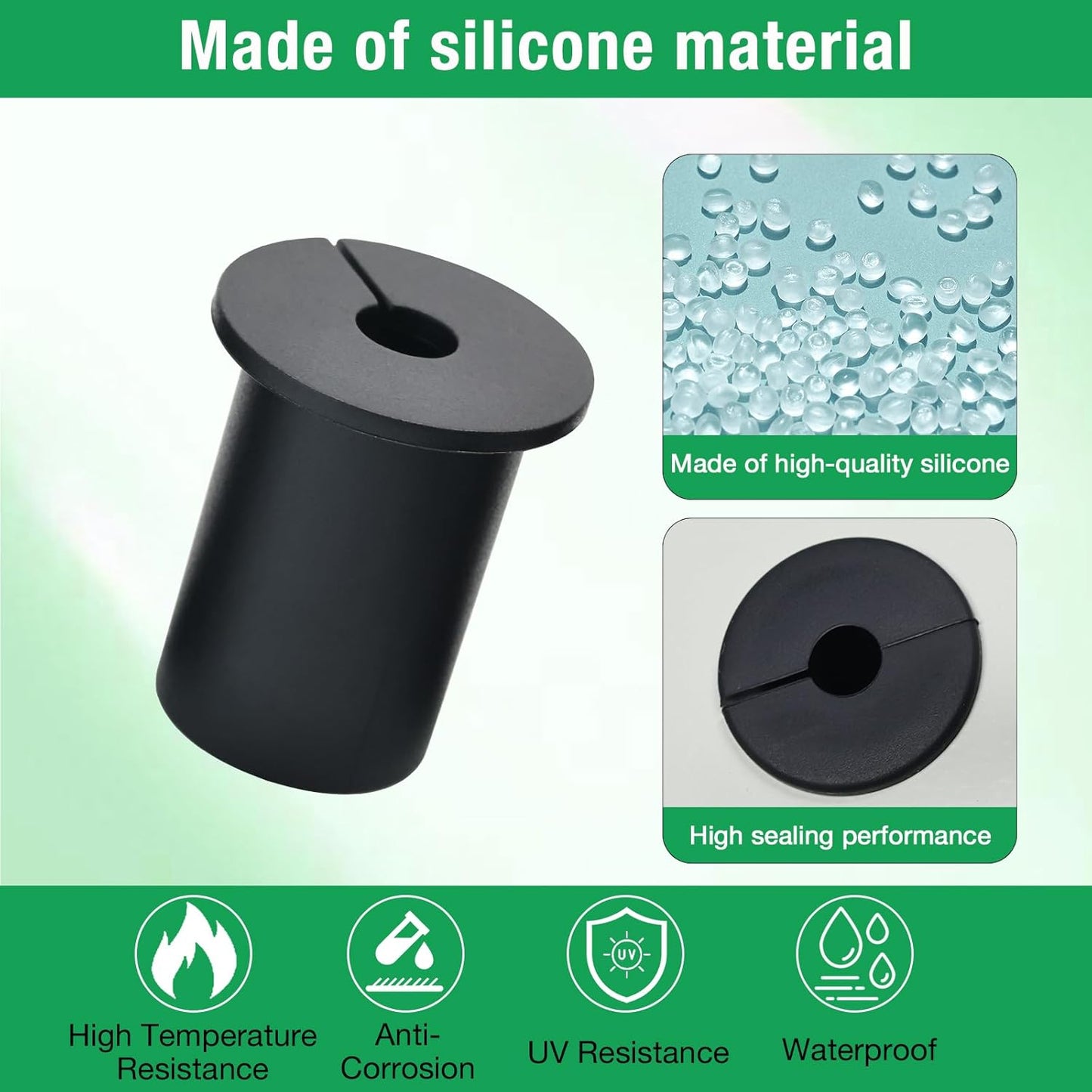 2pc Starlink Cable Grommet 1" Silicone Waterproof Wall Hole Pass Through Split Cable Bushings for TV Wire Ethernet Cord, Starlink Cable Routing Kit Accessories, 38mm/1.5" Ht, Black