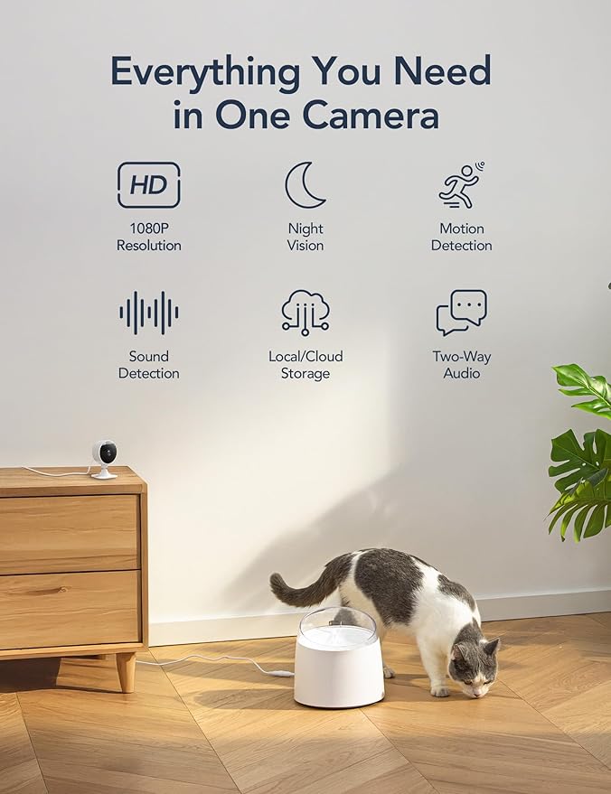 GNCC Cameras for Home Security,Indoor Security Cam,Dog Camera with Phone App,1080P Motion Detection,2-Way Audio,Night Vision,Cloud & SD Card Storage, Works Alexa,Easy Install,Only 2.4G WiFi (2-Pack)