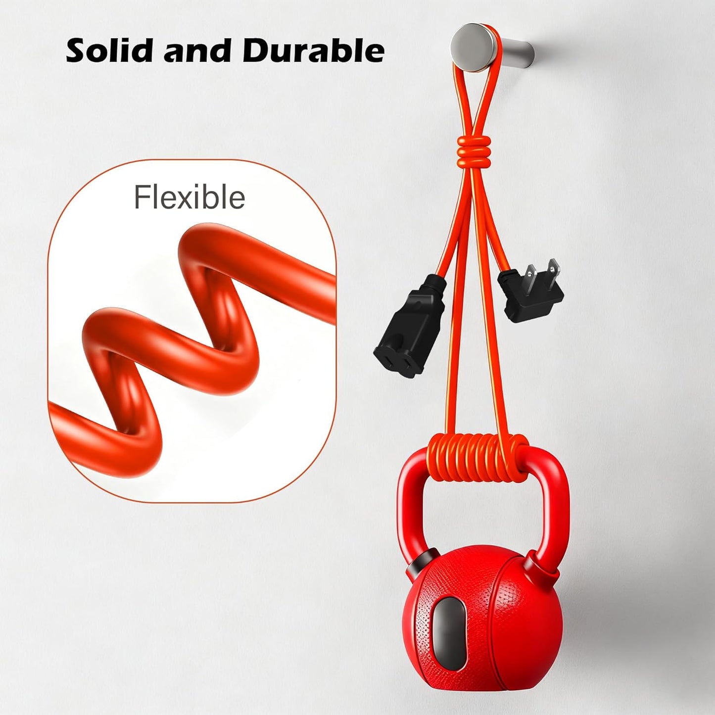 90 Degree 2 Prong Polarized Outdoor Power Extension Cord 75 FT, Angled Low-Profile Plug, 16 Gauge 125V SJTW Waterproof Long Cable for Home Office Lawnmower Garden Tools Lights, ETL+Ties-Bright Orange