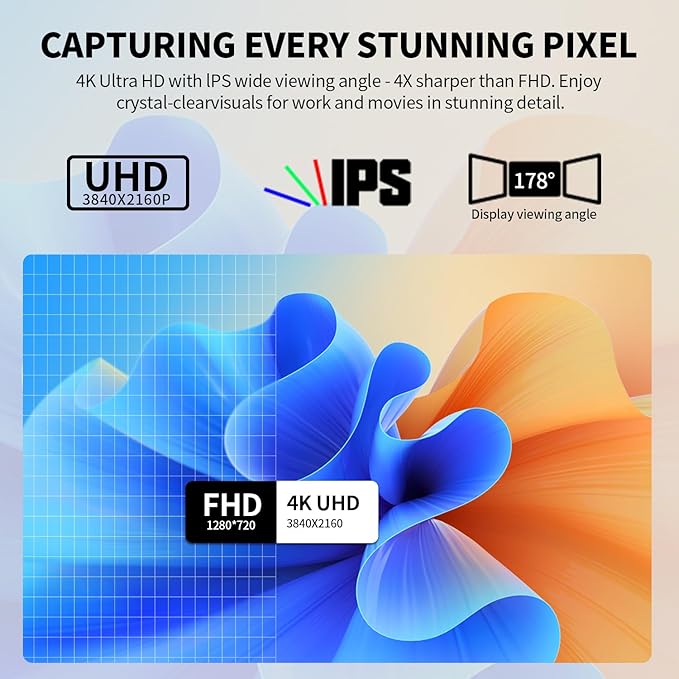 ZZA 32 Inch Computer Monitor, 4K Monitor 60HZ UHD(3840 * 2160P) 3000R IPS Screen with Ultra-Thin Bezels,HDR10,HDMI/DP Ports, Tilt Adjustable, Eyecare, Ideal for Business, Office, and Casual Gaming