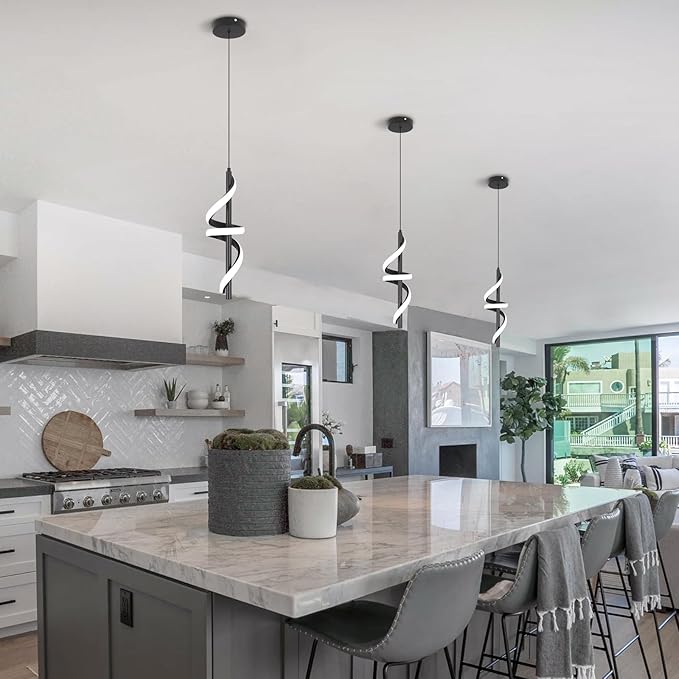 CANEOE Black Pendant Light Fixtures, Adjustable Modern Pendant Lights for Kitchen Island Small Pendant Lighting for Kitchen Island Dining Room Bar Living Room Bedroom Hanging Light Fixtures,1 Pack