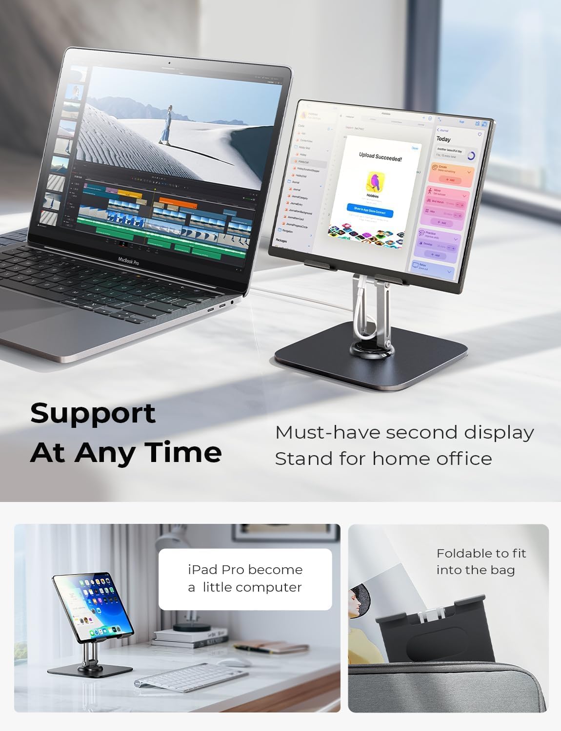 LISEN for iPad Stand Holder Adjustable Tablet Stand for Desk, 2025 for iPad Accessories Rotating Display Stand PC Office Accessories for Desk Women Kindle Table Mount/PS/Switch iPhone 12.9"-4.7"