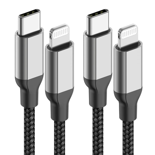 2Pack MFi Certified 3ft USB-C to Lightning Cable - Fast Charging for iPhone 14-8, iPad