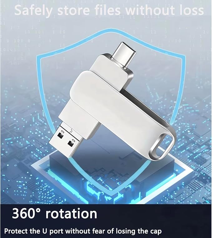 2TB Portable External SSD Flash Drive, Type-C USB 3.0/2.0 Compatible, High-Speed Memory Storage (2, TB)