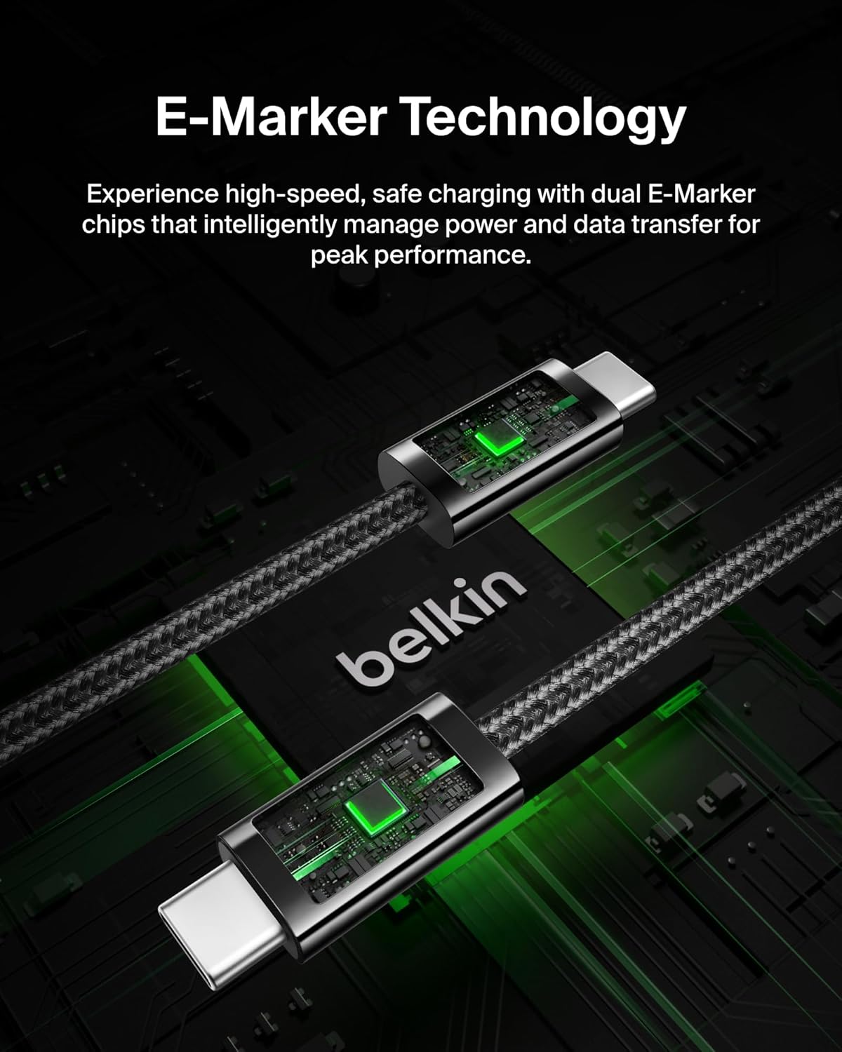 Belkin USB C to USB C Cable, 3.3ft, 240W - Type C Charger, iPhone Charger Cord, Soft, Braided, Flexible for iPhone 17, Galaxy S25, Pixel 10, MacBook, Chromebook, iPad Pro, Switch Steam Deck – Black