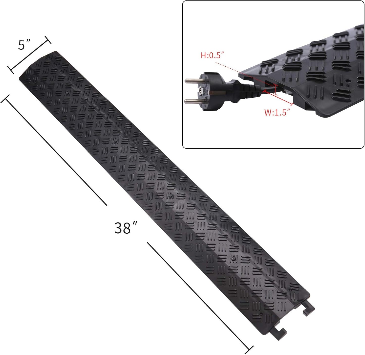Small 1 Piece - Floor Cord Cover Cord Protector Drop Over Drop Trak Cable Ramp for Office Warehouse - Black