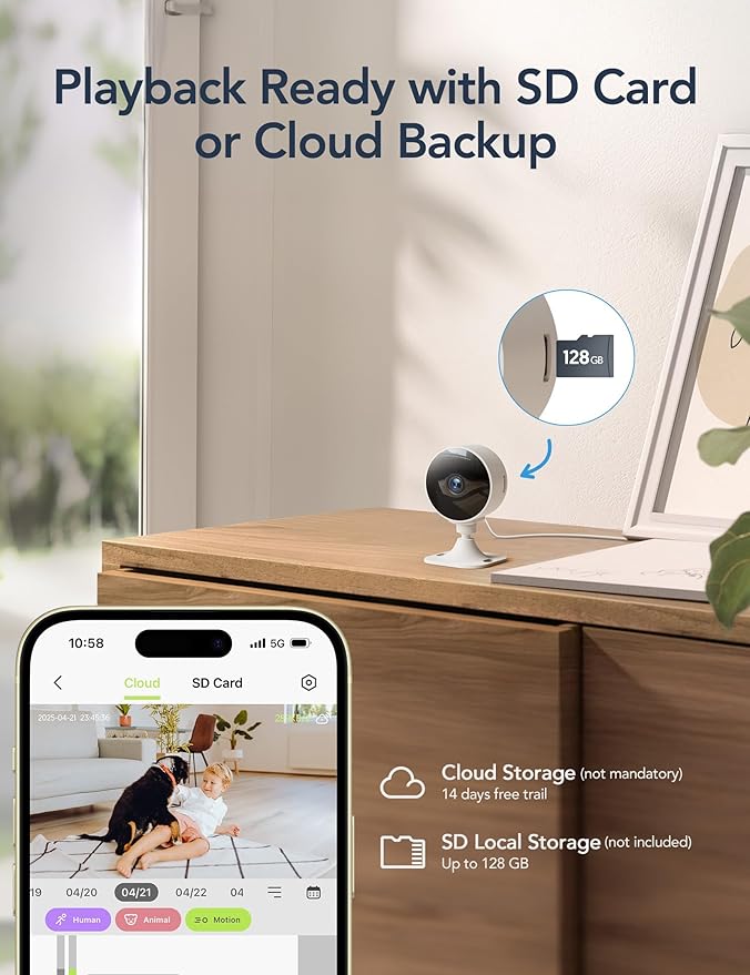 GNCC Cameras for Home Security,Indoor Security Cam,Cat Camera with Phone App,1080P Motion Detection,2-Way Audio,Night Vision,Cloud & SD Card Storage, Works Alexa,Easy Install,Only 2.4G WiFi (4-Pack)