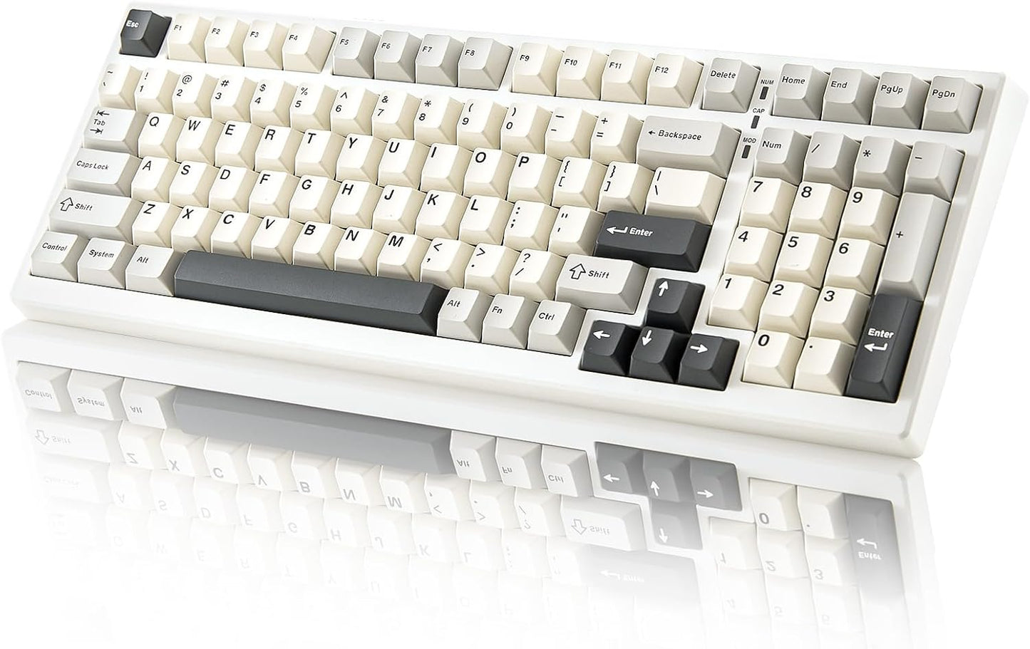 YUNZII YZ98 Gasket Mechanical Keyboard,99 Key Hot Swappable BT5.0/2.4G/USB-C Wireless NKRO 98% 1800 Layout with RGB LED Backlit for Linux/Win/Mac(White, Cocoa Cream V2 Switch)