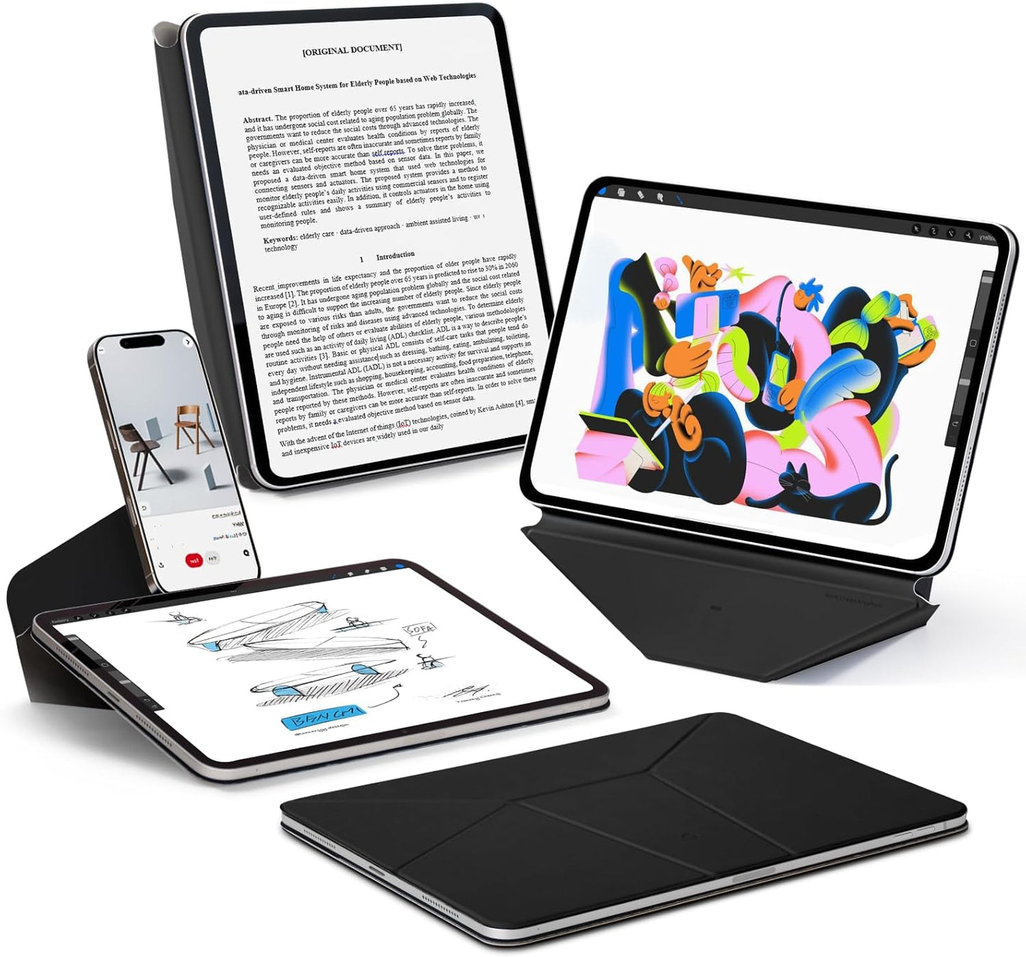 MOFT Dynamic Folio Case for iPad Pro 11-inch(2nd/3rd/4th Generation, 2020/2021/ 2022), Silm Magnetic Stand Case with 20+ Viewing Angles, Auto Wake/Sleep,Jet Black