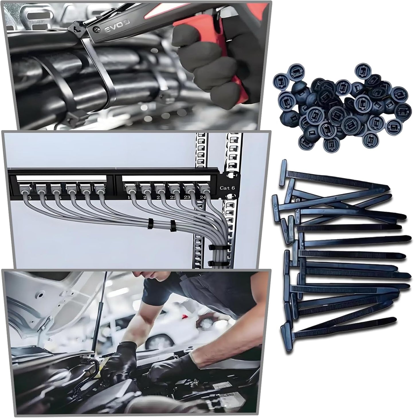 2026 upgraded heavy-duty self-locking nylon cable ties with uv protection for car repair, home, and cable management (50)