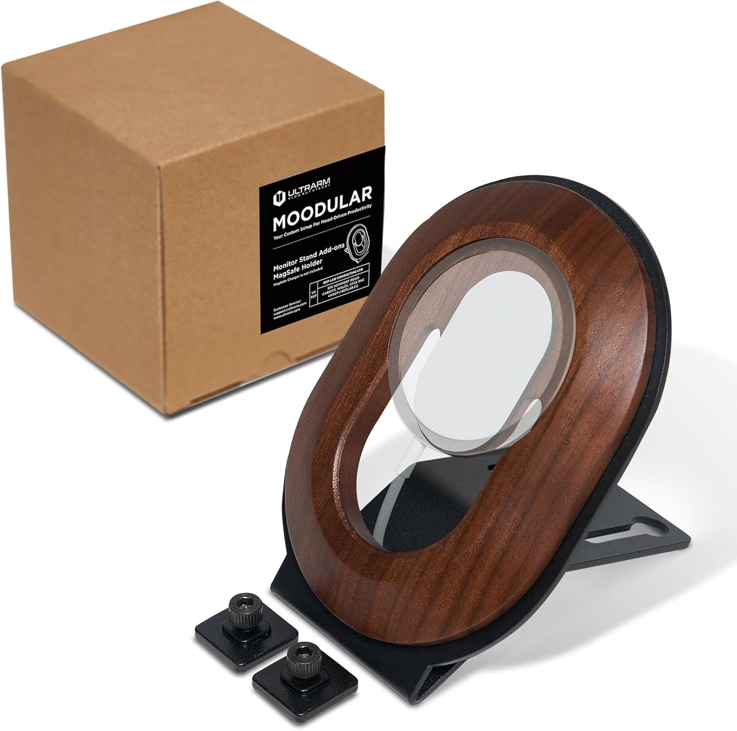 Moodular Add-ons Phone Stand for Magsafe (Charger Not Included) [Accessory Only - Requires Moodular Wooden Monitor Stand Slide Rails for Use] Black MSA-MS
