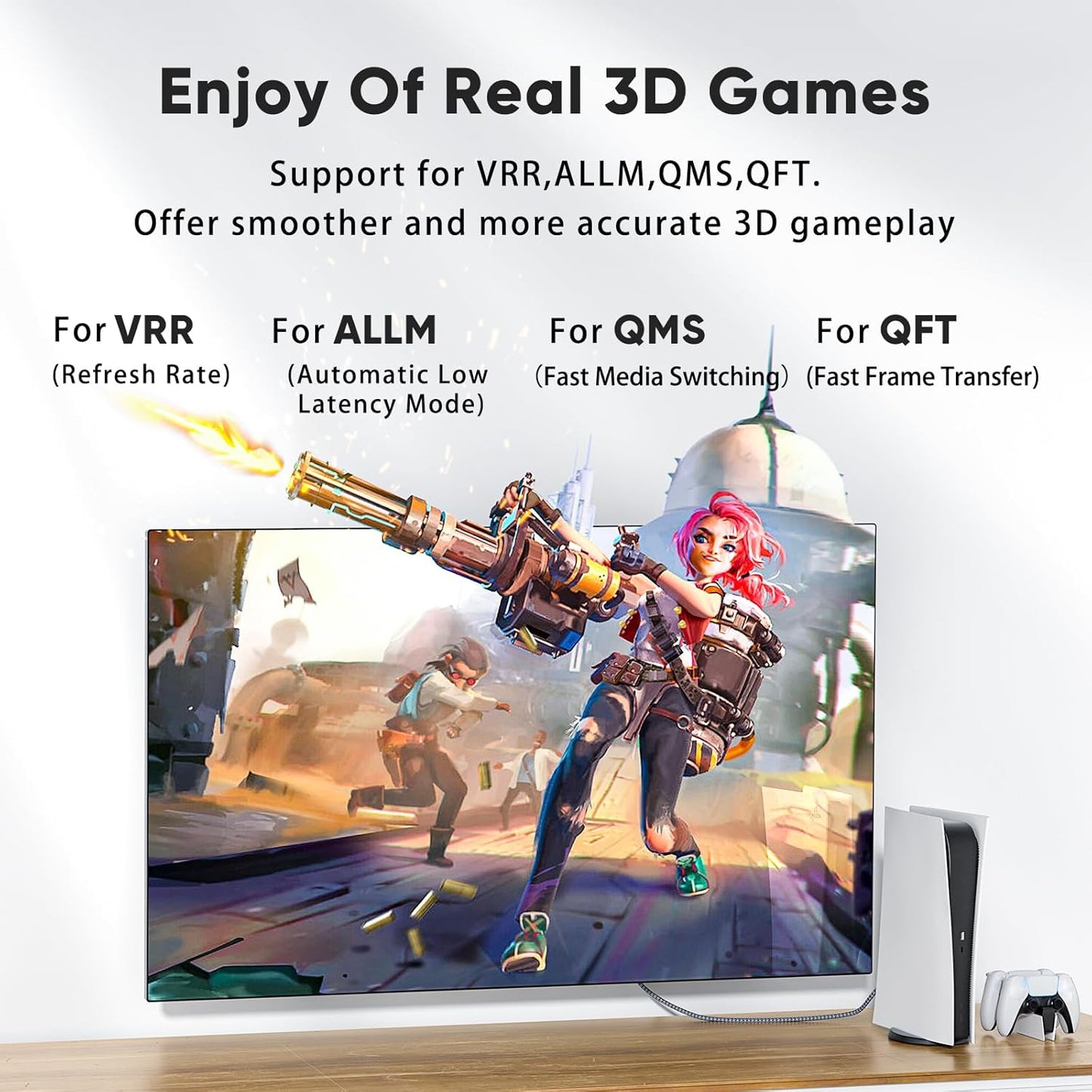 ARISKEEN 8K HDMI Cable 3 FT, 48Gbps High Speed HDMI 2.1 Cable, 8K 60Hz, 4K 120Hz 144Hz Braided HDMI Cord - 3 Feet