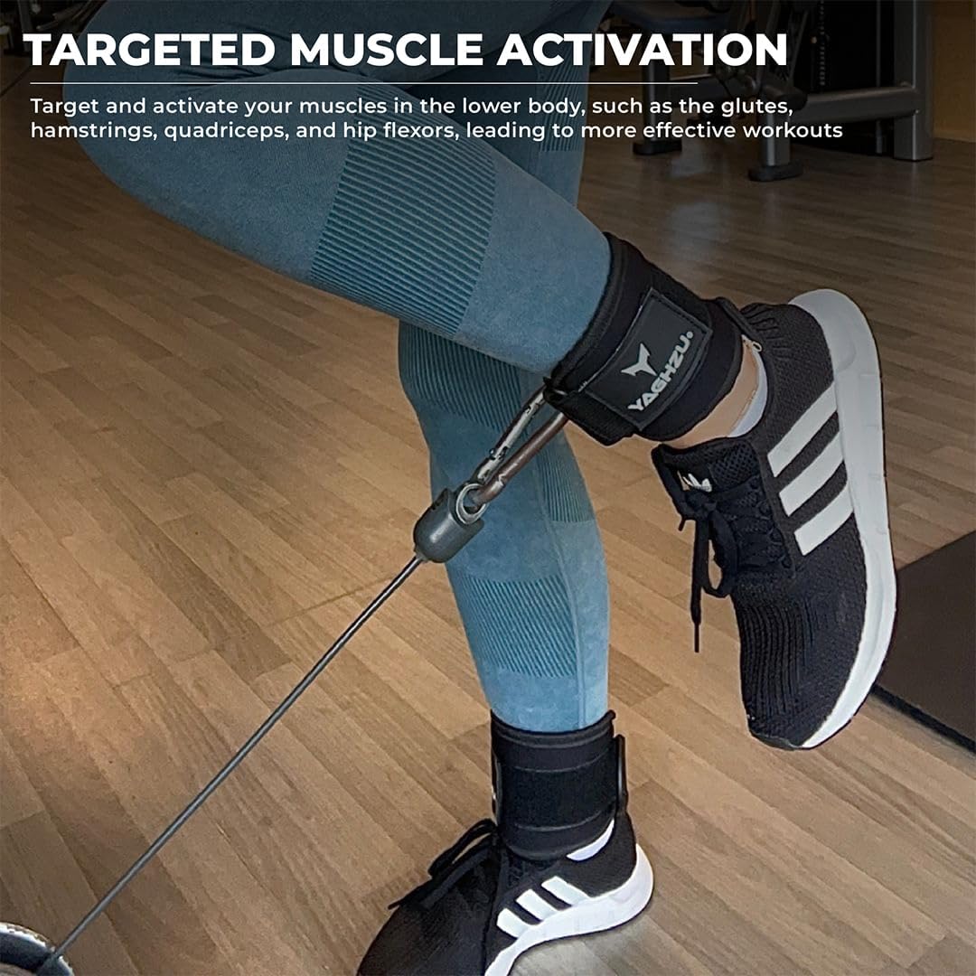 Ankle Straps for Cable Machines Women - Adjustable Gym Ankle Strap for Cable Machine, Neoprene Padded Cable Straps, Durable Leg Strap with Cable Cuff, Glute Kickback Ankle Strap with D Rings