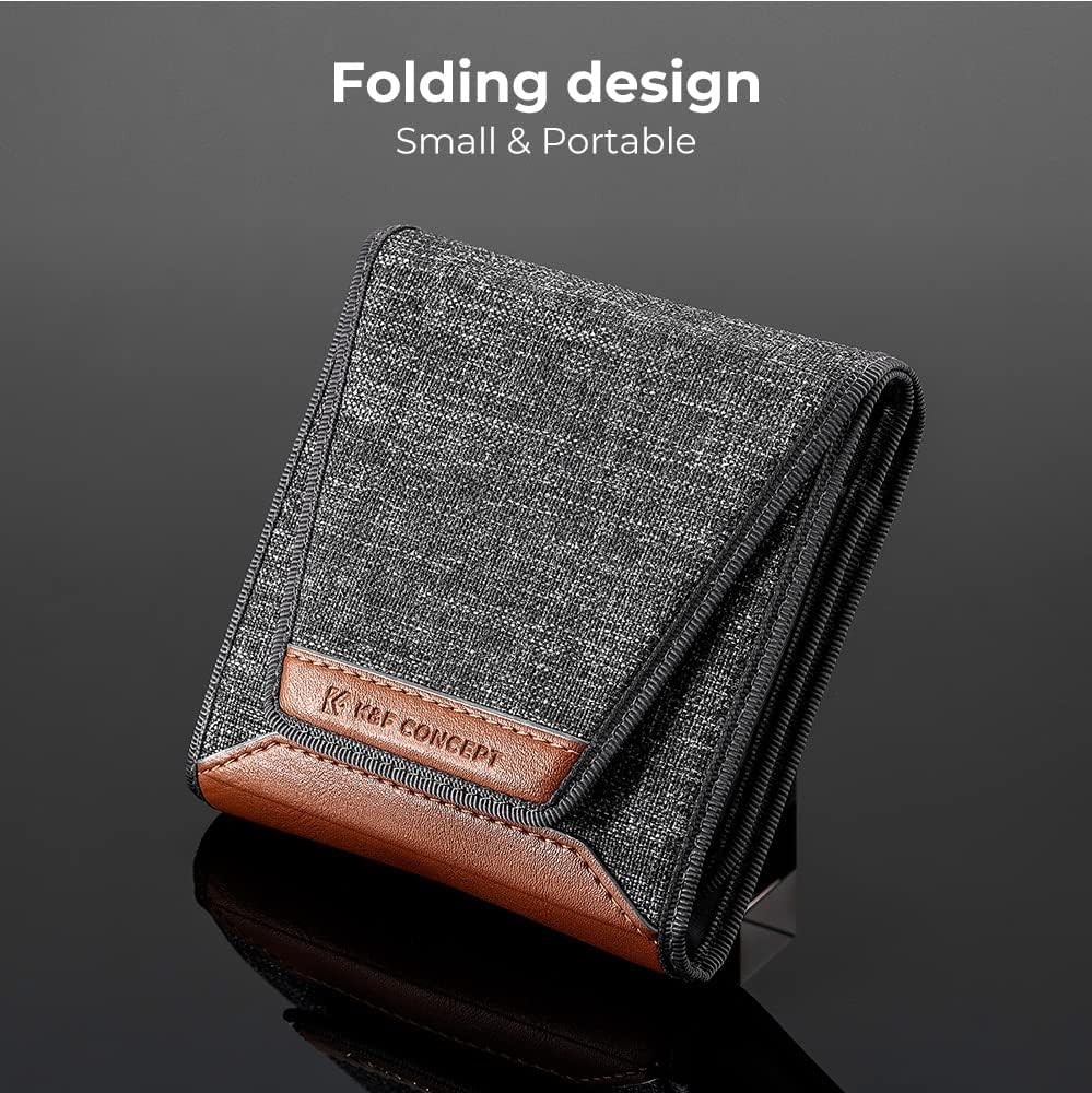K&F Concept Optics Lens Filter Case, Holds 3 Filters Up to 62mm, Water & Dust Resistant Durable Protective Case, Folding Carry Pouch for Round or Square Filters for Canon Nikon Sony Camera Filters