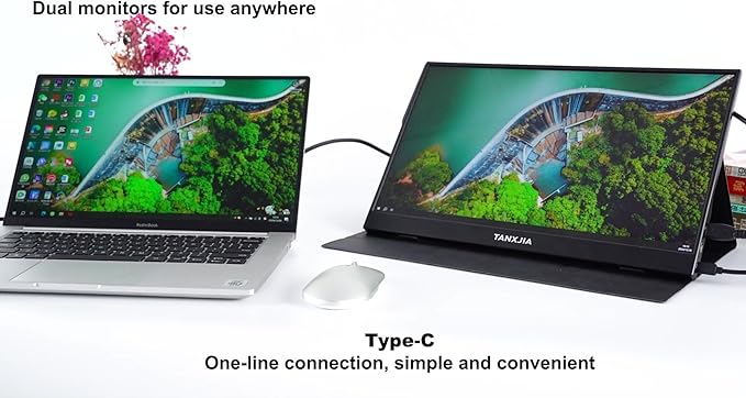 15.6 inch Portable Monitor|10-Point Touch Screen |FHD 1080P|IPS Anti-Glare Display, USB-C/HDMI Plug & Play|Compatible with Laptop, PC, Phone, PS5|Switch, Dual Monitor for Work & Gaming