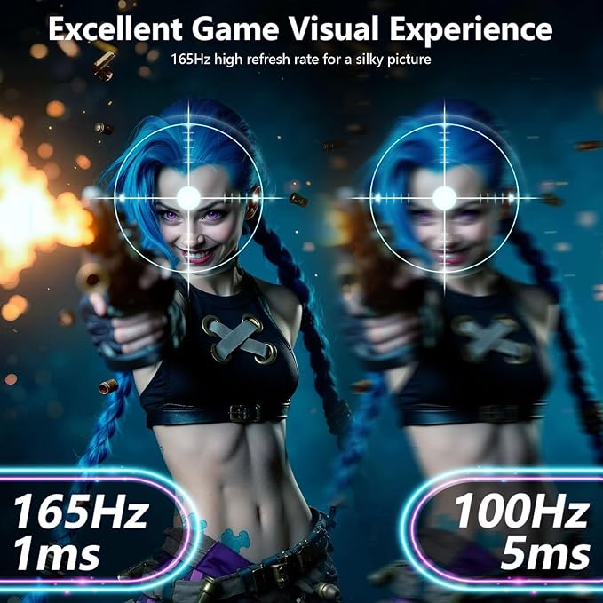 49 Inch Curved Ultrawide Gaming Monitor, 5K Computer Monitor(5210x1440P), 165Hz, 1500R HDR10, 32:9, AMD FreeSync, 125% sRGB, Built-in Speakers, HDMI/DP VESA100*100mm