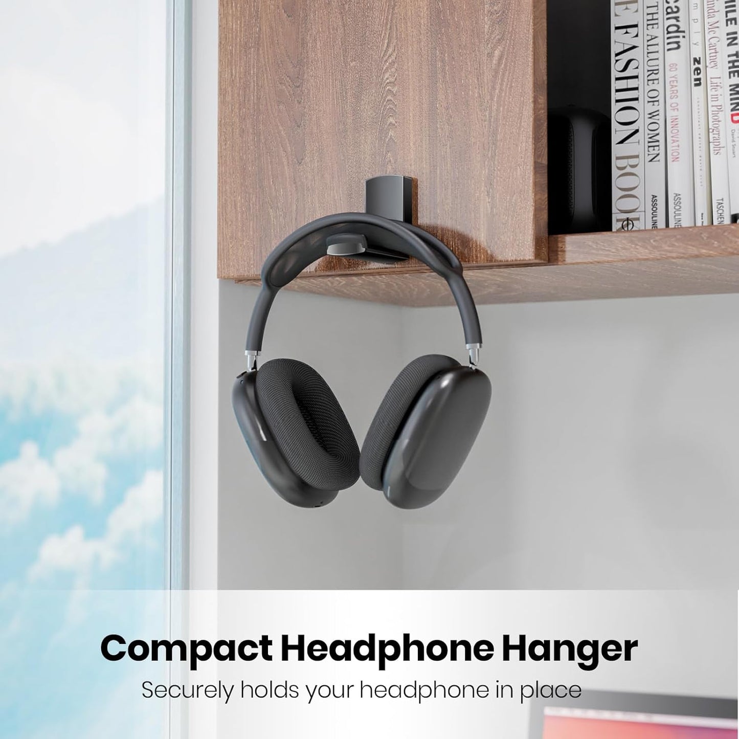 Sticky Headphone Stand Controller Holder - EURPMASK Upgraded Adhesive Gaming Headset Hook, Headphone Holder for Desk with Soft Rubber Pads, Universal PC Gaming Accessory Controller Headset Stand,Black