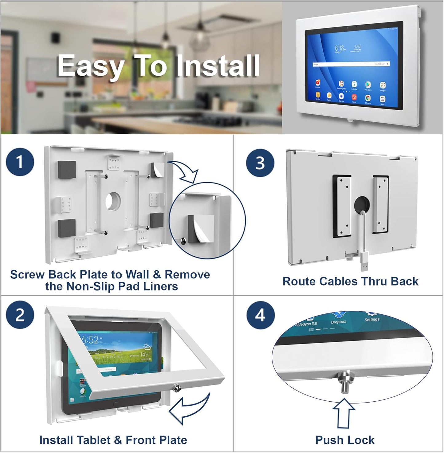 TABcare Locking Anti-Theft Metal Case for Samsung Galaxy TAB A8 10.5" Tablet for Kiosk, POS, Store, Show Display, Time Clock (TAB A8 10.5, White)