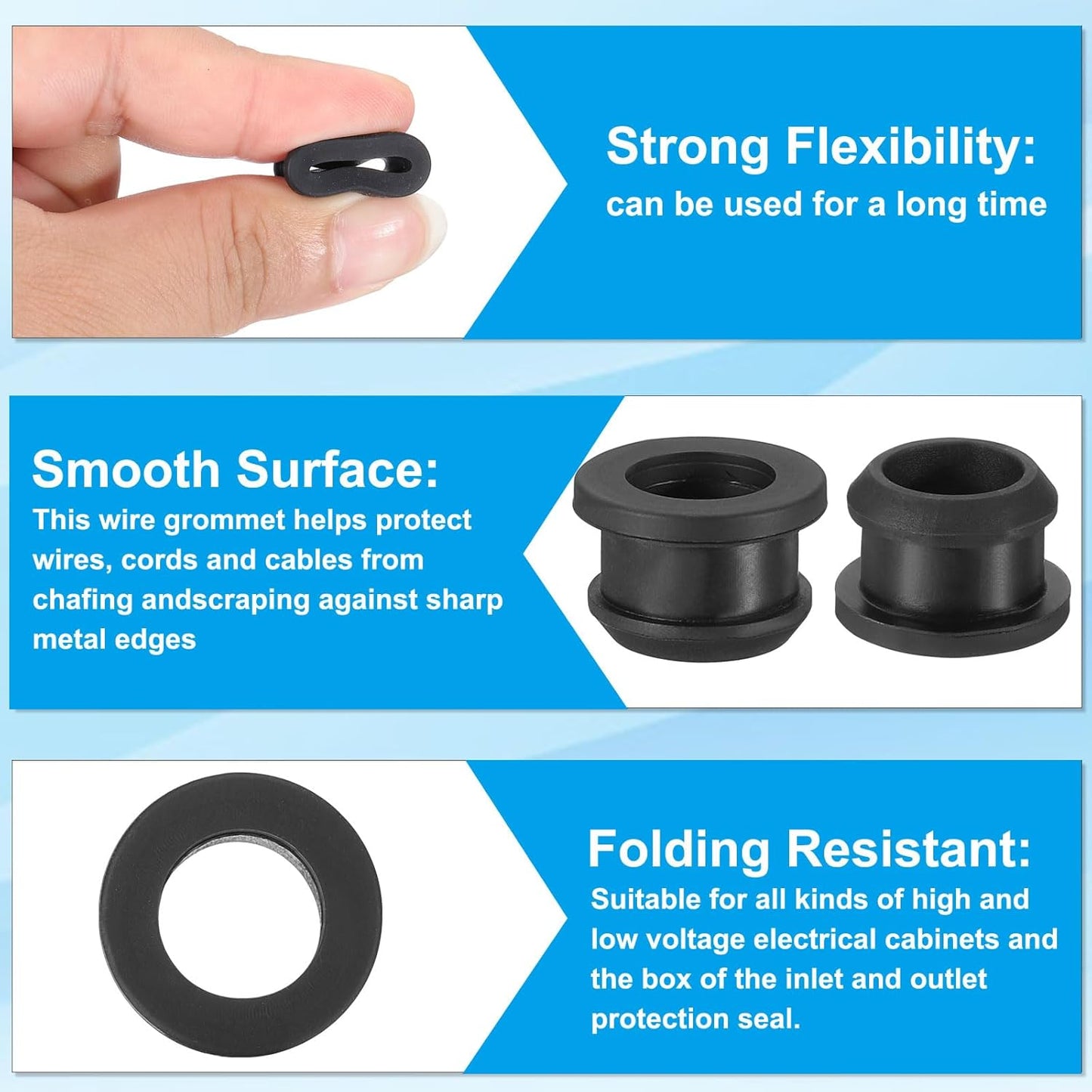 PATIKIL 15mm / 9/16 Inch Drill Hole,7/16 Inch ID Rubber Grommets, 12Pcs Top Hat Grommet for Wiring Eyelet Ring Gasket Automotive Firewall Cable Hole Plugs Wires Protection, Black