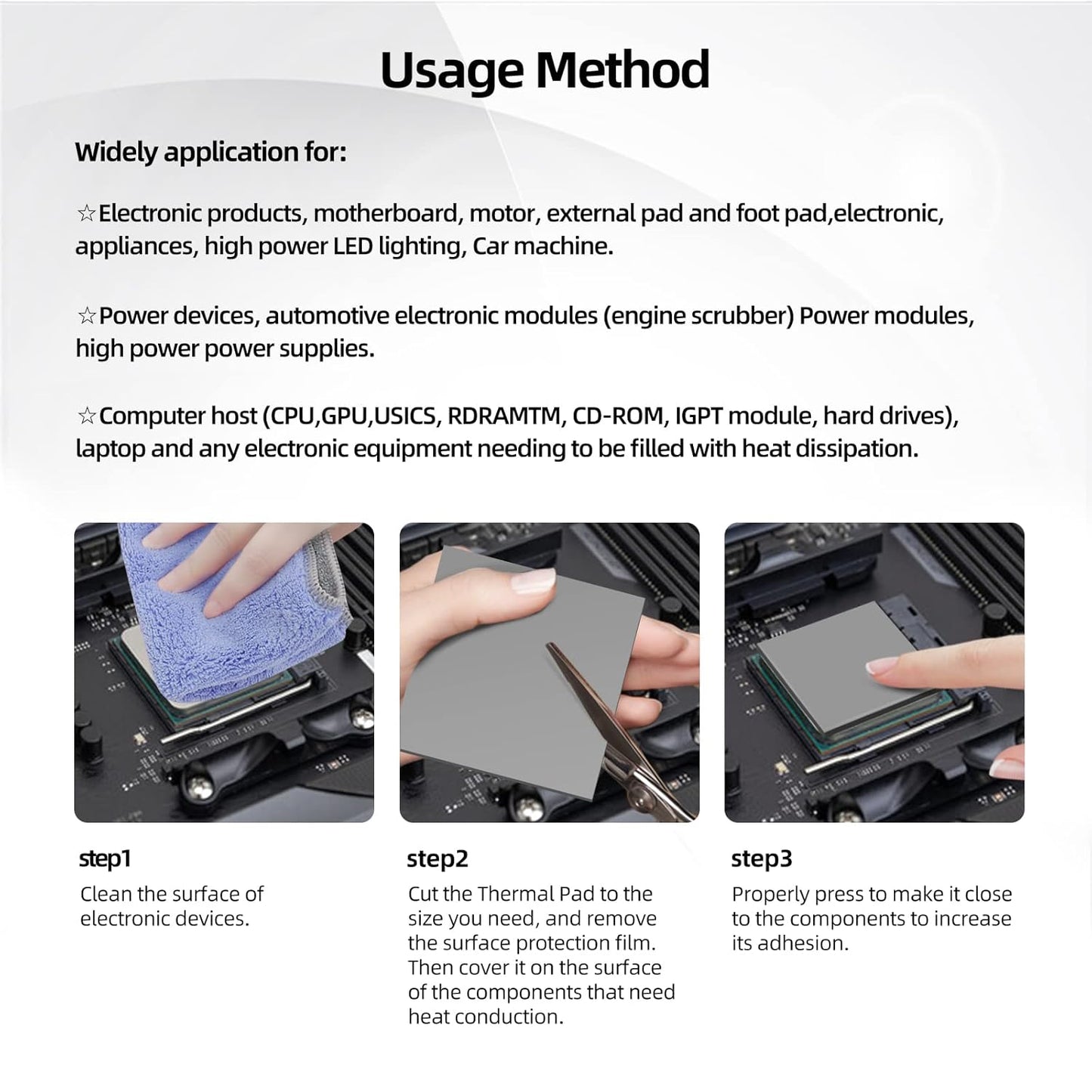 Silicone Thermal Pads 14.8 W/mK, 120x120x2.5mm - Highly Efficient Heat Resistant Non Conductive Heatsink Cooling Pads, Ideal for Laptop/SSD/CPU/IC/LED Coolers
