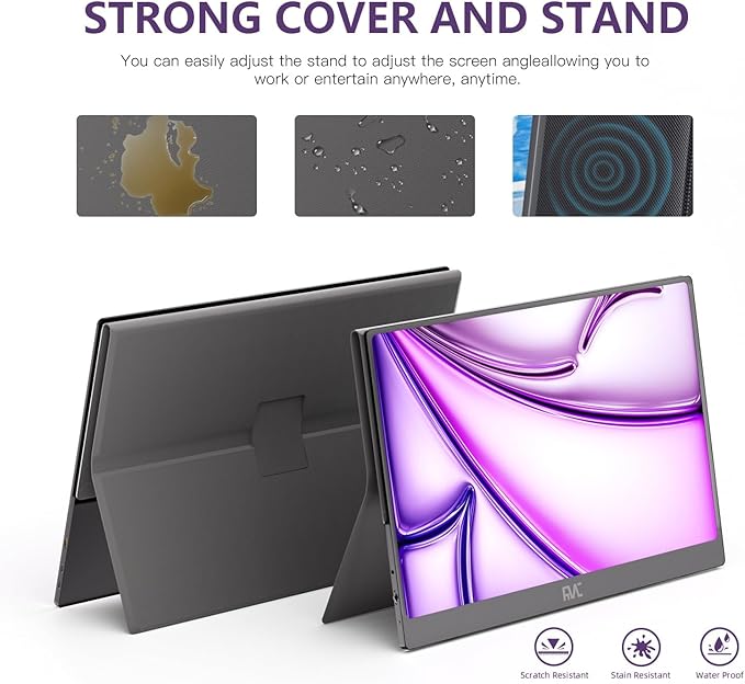 FMC Portable Monitor Compatible with Windows, MacBook, Phone, Switch, Xbox & PS5 Portable Gaming External (15.6-250NITS)