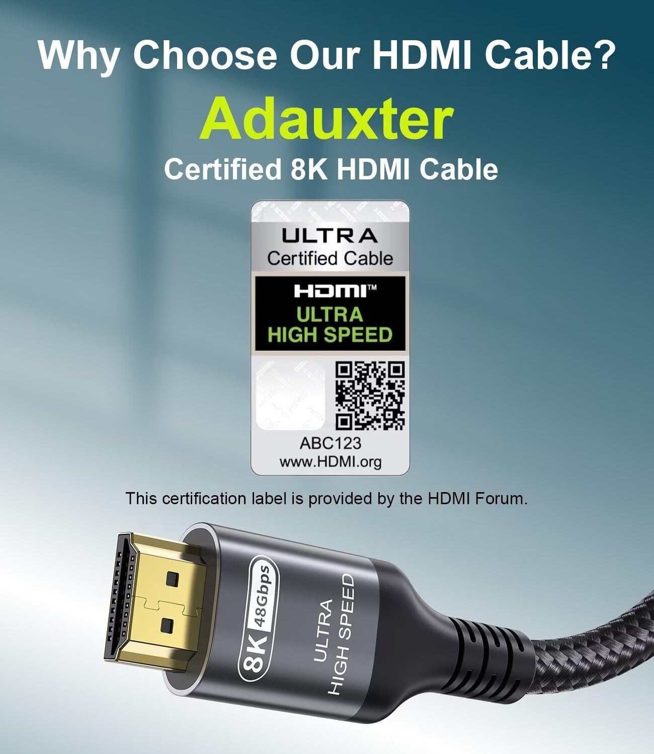 Certified 10K 8K HDMI 2.1 Cable 3.3 FT, 48Gbps Ultra High Speed HDMI Cable with Ethernet 4K 240Hz 165Hz 144Hz 120Hz 8K60Hz eARC HDCP2.3 HDR10+ PC Laptop TV Monitor Projector