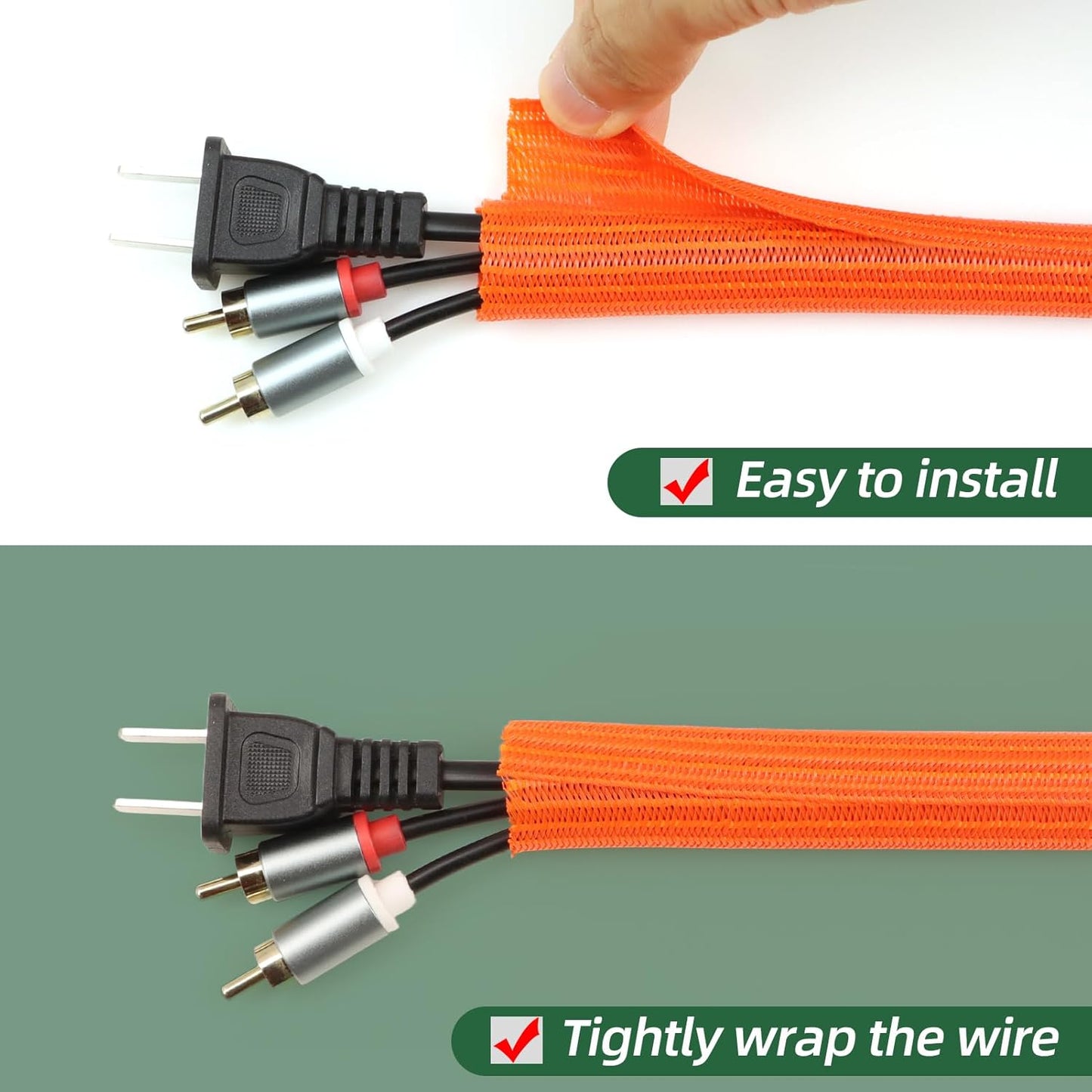 Split Wire Loom Tubing, Cable Protector Sleeve, Braided Cable Management for TV/Computer/Home Theater/Engine Bay, Cord Protectors from Pets No Chew (Orange, 3/4"-25ft)