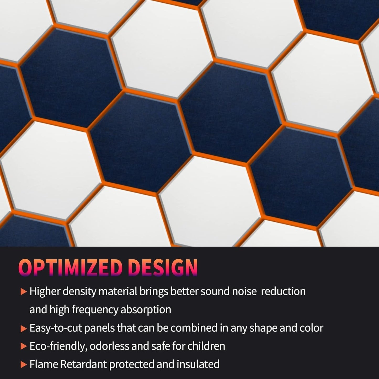 Mollywell Hexagon Acoustic Panels, High Density, Soundproofing, Decorative Noise Reduction Felt Wall Tiles for Ceilings, Home Office & Gaming Room (Afraica and Moon Gray), 14x12x0.4 Inch