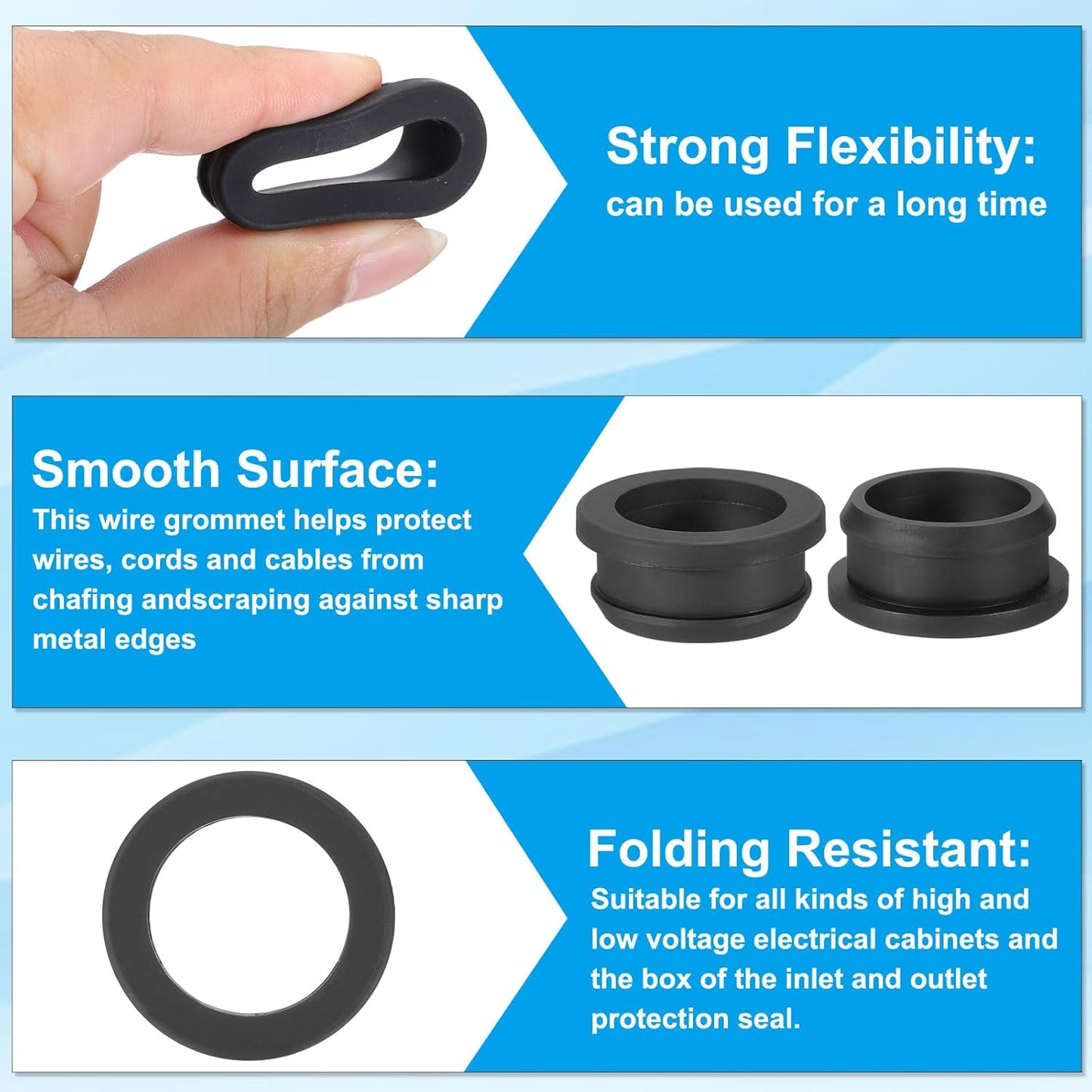 PATIKIL 30mm / 1-3/16 Inch Drill Hole,1 Inch ID Rubber Grommets, 3Pcs Top Hat Grommet for Wiring Eyelet Ring Gasket Automotive Firewall Cable Hole Plugs Wires Protection, Black