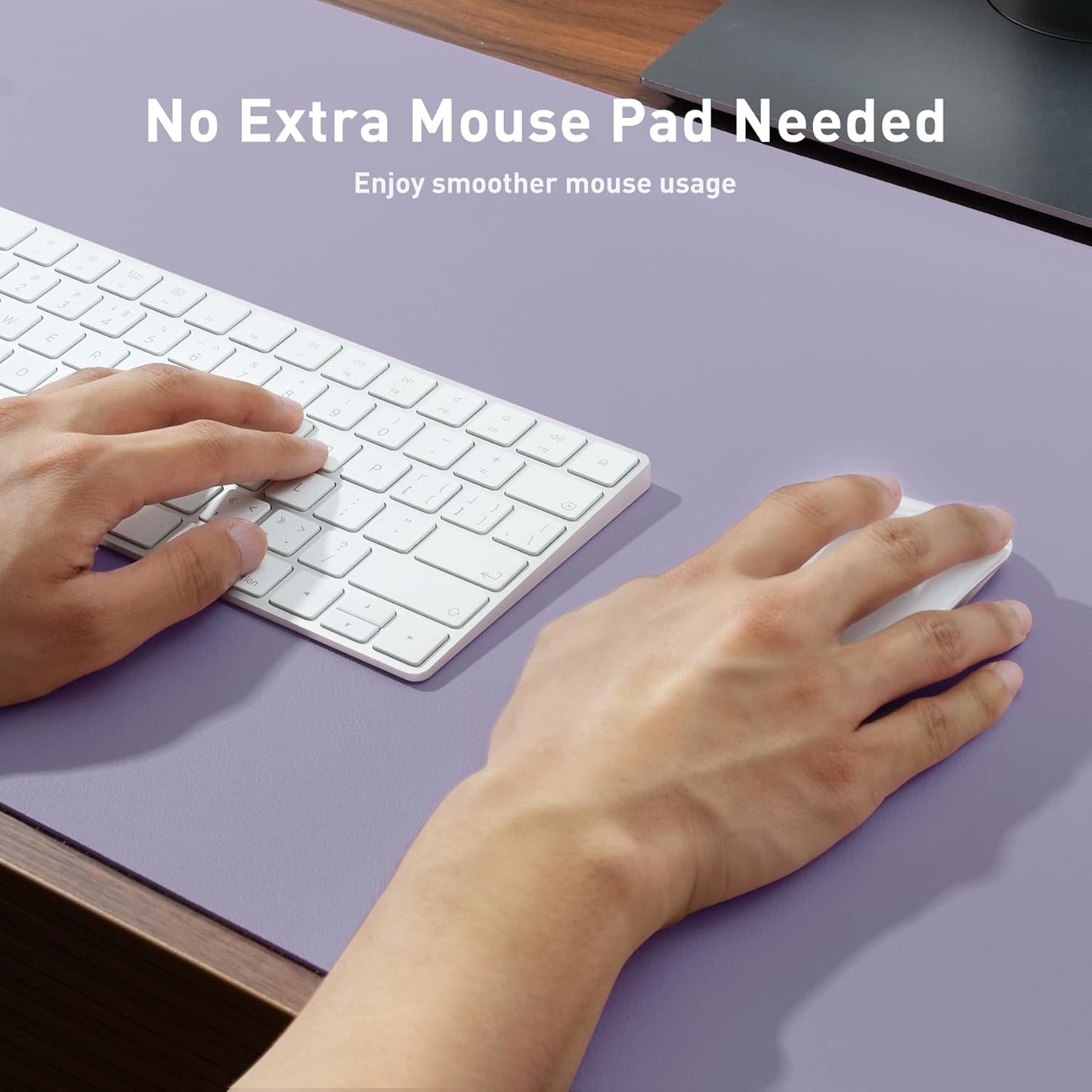 Aothia Non-Slip PU Leather Waterproof Desk Protector Mat, Mouse Pad, Desk Blotter, Writing Pad for Office, Home, Laptop, Lavender, 23.6" x 13.7"
