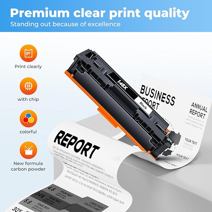 148X Toner Cartridges Black for HP 148X 148A W1480X W1480A Printer Laser Jet Pro 4001n 4101fdw Toner Cartridge Laser Jet Pro MFP 4001n 4101fdw 4001dn 4001dw 4101fdn 4101dw HP148X HP148 Toner 2 Pack