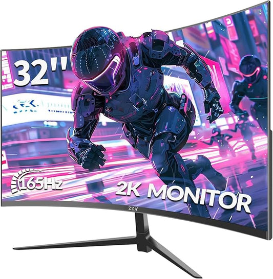 ZZA 32 Inch Monitor,1440p,2K 165Hz, 1ms Response Time,Computer Monitor FreeSync & G-Sync, HDR10, 122% sRGB Coverage, DP/HDMI, PC Monitor VESA Mount Compatible