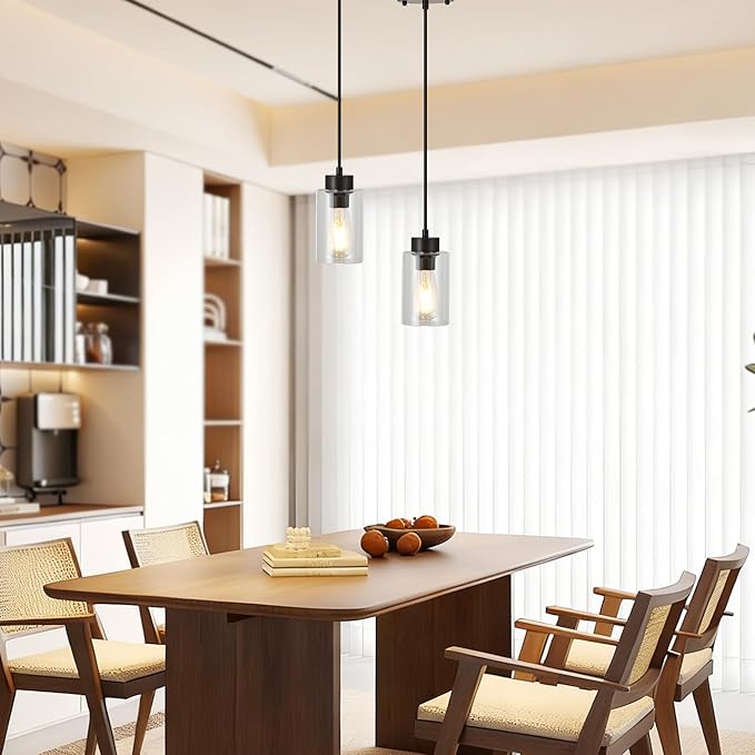 Modern Pendant Light for Kitchen Island, Hanging Ceiling Light Fixture,Oil Rubbed Bronze 2Pack Farmhouse Pendant Lighting for Dining Room Bedroom Bar Office