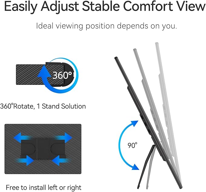 16" 2.5K Portable Monitor - QHD Laptop Screen Extender 100% sRGB Wide Color HDMI/USB C/USB A Travel External Display Stand Gaming Monitor for PC Windows MAC Computer Switch Phone Xbox PS4/5