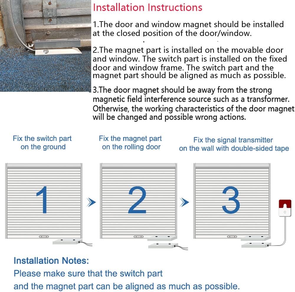 Rolling Door Contact Magnetic Reed Switch Alarm with 2 Wires for NC. Applications MC-56
