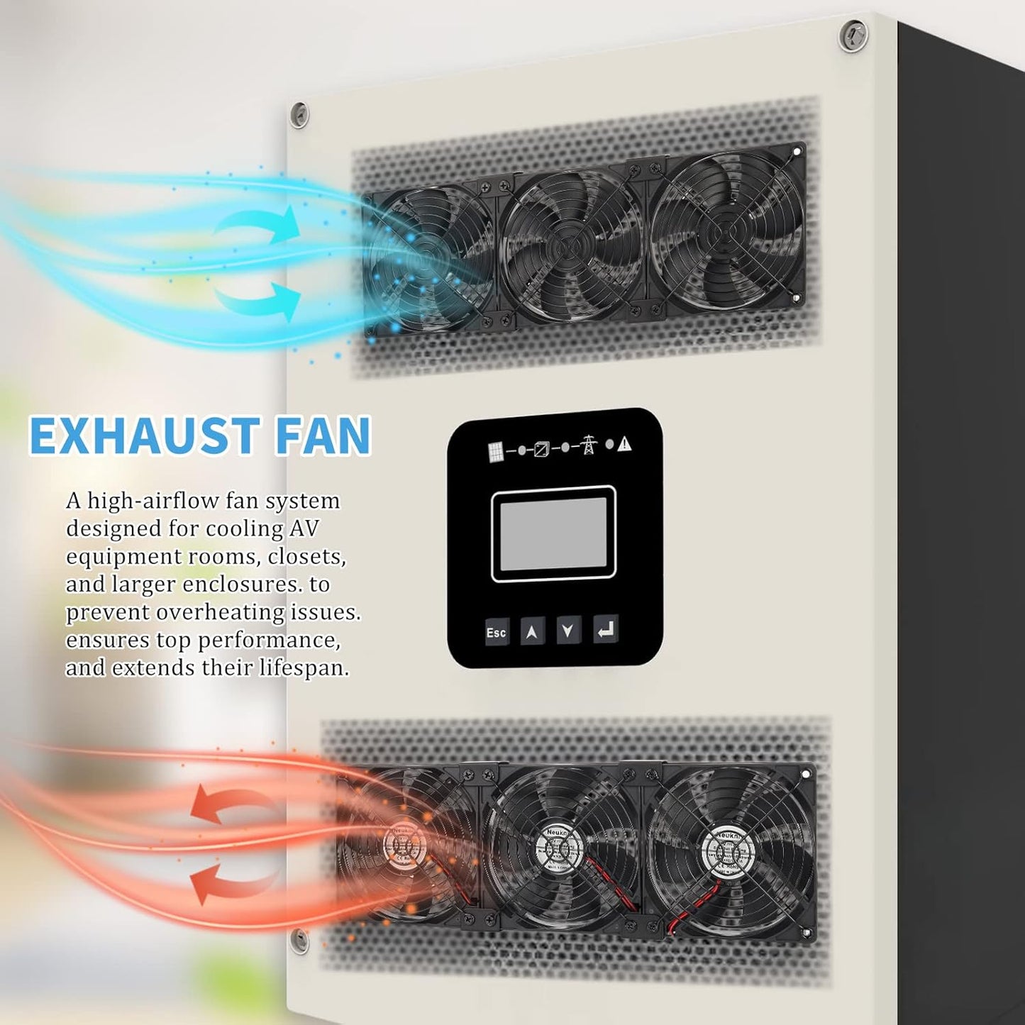 3X 120mm Computer Fan with AC Plug, AC 110V 120V 220V 240V Cabinet Cooling Fan with Speed Controller, Cooling for Windows, Plant Cabinet, Crawl Space, Basement, Laundry Room, Garage, Attic